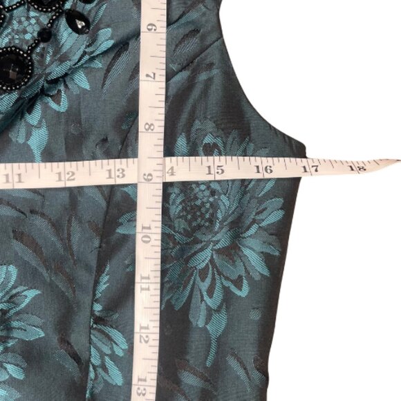 Jessica Howard Women's Metallic Blue Floral Print Jacquard Evening Dress 6P - Picture 8 of 13